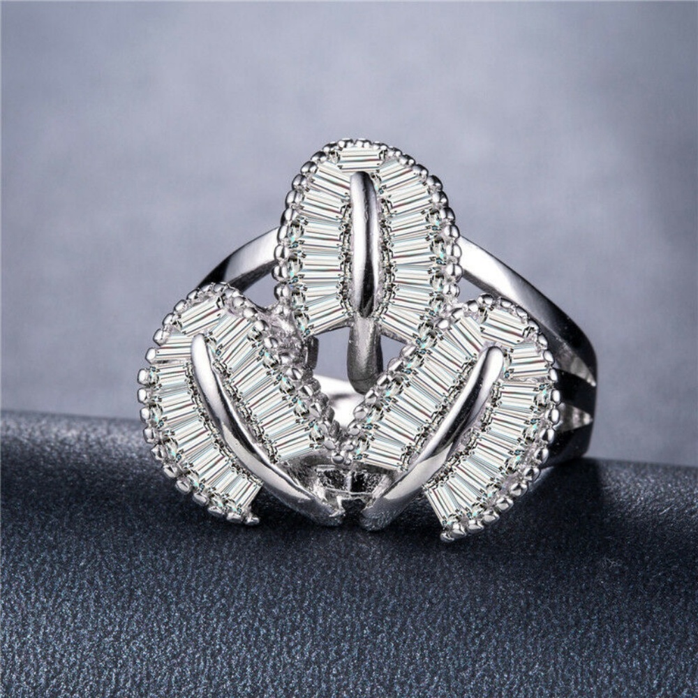 925 Silver  Ring White Sapphire  New - Picture 4 of 5